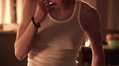 Sarah Shahi, Katherine Moennig Black Lingerie Striptease in The L Word